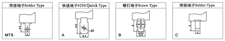 SPST Toggle Switch Terminal Forms